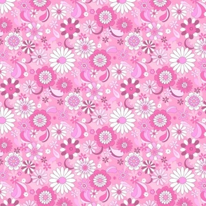 Daisy Fun Retro Pop florals Regular Scale candy pinks by Jac Slade