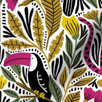 Toucans and tigers (maroon)