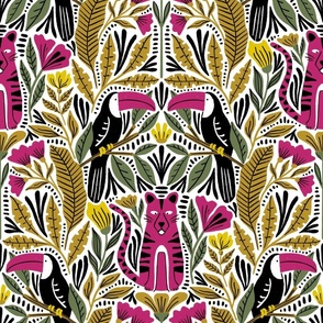 Toucans and tigers (maroon)