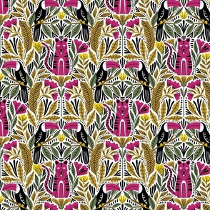 Toucans and tigers (maroon) (small)