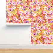 Bright  sunny watercolor floral pattern