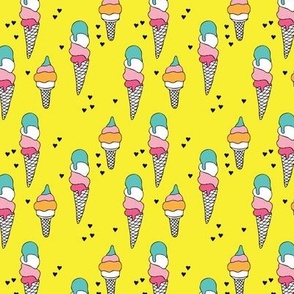 Hot summer yellow ice cream cone summer print for kids SMALL