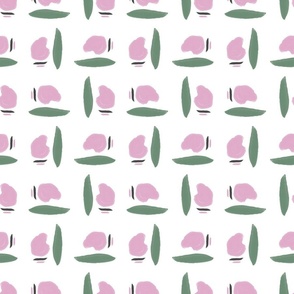 Pebbles- geometric - pink,green,white background