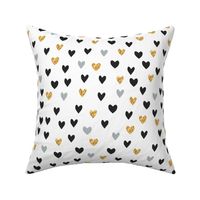 Simple minimal hearts black and white with gold glitter - medium