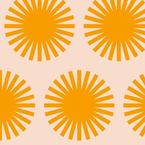 LARGE - Minimal Retro Sun in Orange on Blush