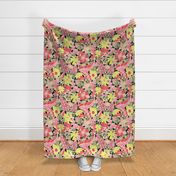 Optimistic spring floral pink yellow black