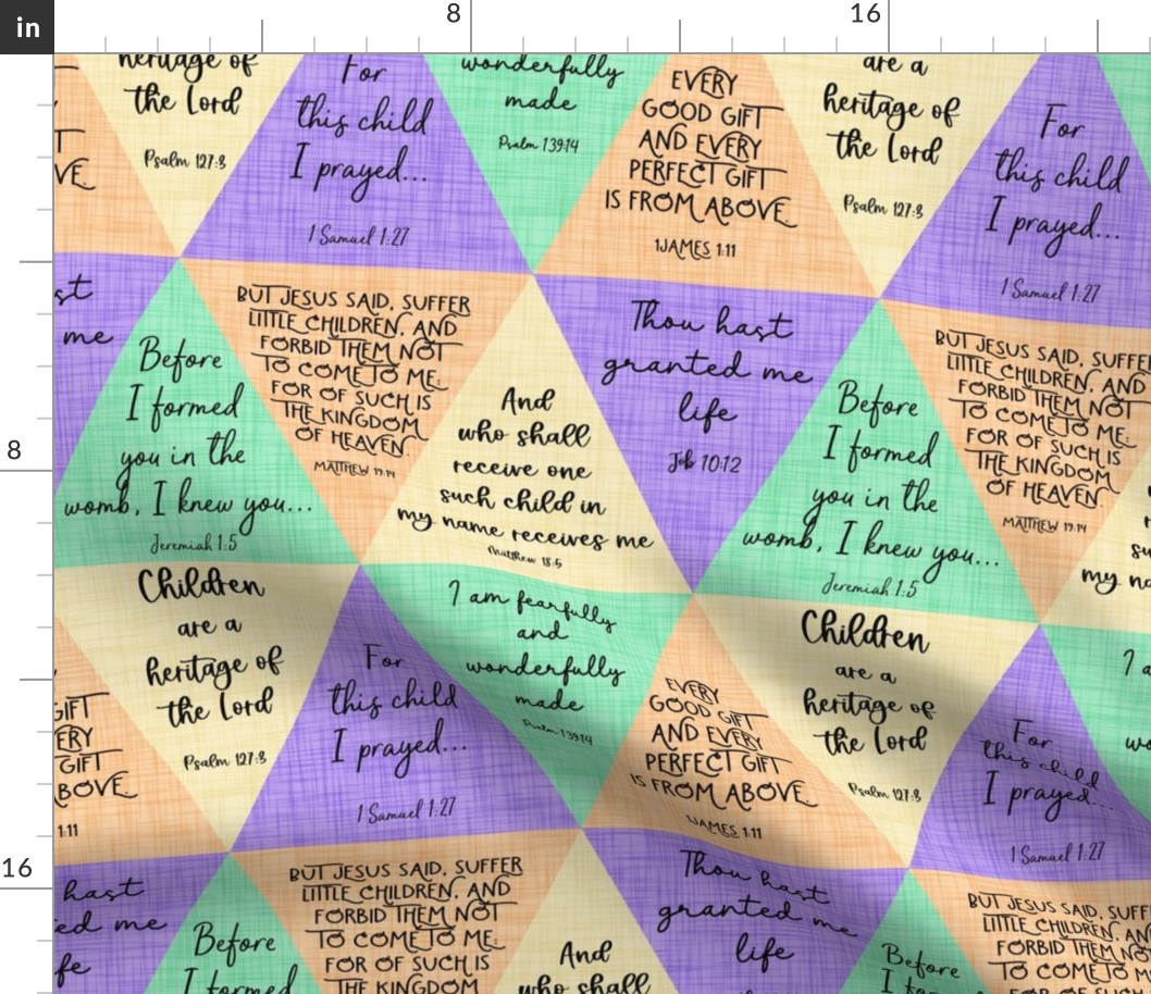 triangle bible verse quilt - 6 inch triangle base scale