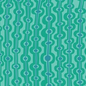 Seaweed stripes - sky blue and sea green on pale mint - medium scale 