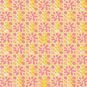 GEOMETRIC FLORAL CHECKERBOARD LIMITED PALETTE  TWO
