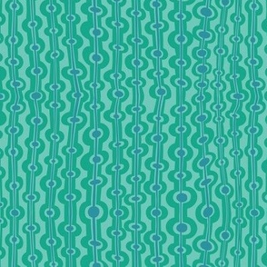 Seaweed stripes - sky blue and sea green on pale mint - small scale