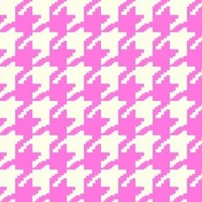 Classic Houndstooth Dogstooth in Electric Pink and Cream