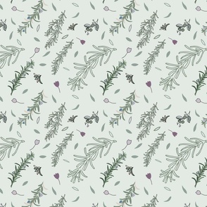 Watercolor Rosemary Herb Pattern 