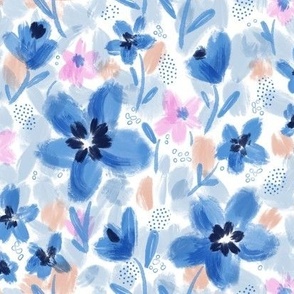 Blue Paintery Floral