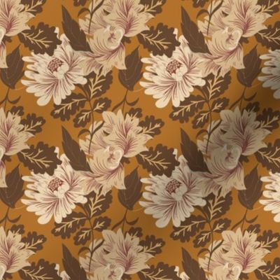 Classic Beige Flowers on Brown