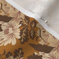 Classic Beige Flowers on Brown