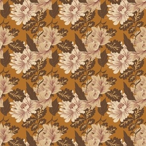 Classic Beige Flowers on Brown