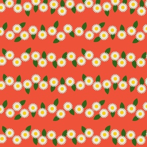 white daisy chain on red, small