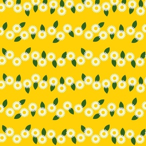 white daisy chain on yellow, small