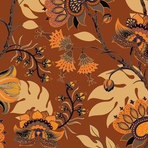 Brown Orange Beige Paisley