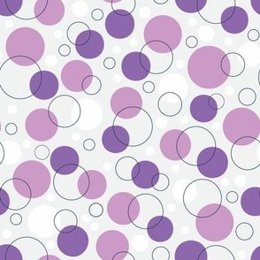 Dots and Circles Purple on Gray