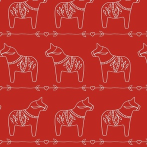 (M) Hygge Dala Horse | Poppy Red  (Petal Signature Cotton Solid Coordinate)