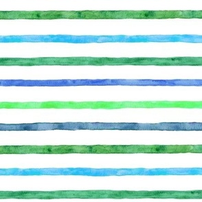Watercolor Stripe in Green and Blue - Angelina Maria Designs