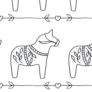 (XL) Hygge Dala Horse | Black & White  (Petal Signature Cotton Solid Coordinate)