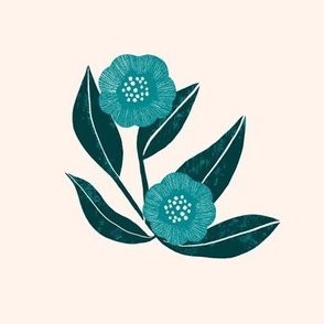 green and teal flowers