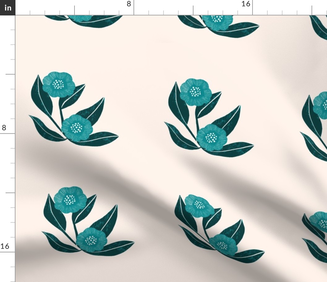 green and teal flowers