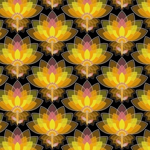Optimistic bright lotus on dark background