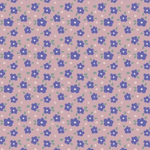 Tossed simple freehand ditsy floral| Lavender Lilac, Very Peri Purple, Green | Medium Scale