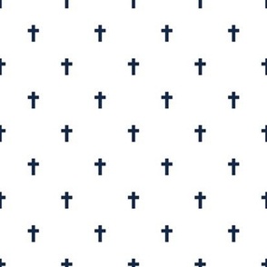Crosses - Navy Blue on an unprinted white background