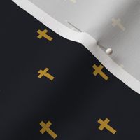 Crosses - Mustard gold on a graphite or near black background