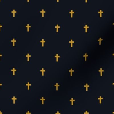 Crosses - Mustard gold on a graphite or near black background