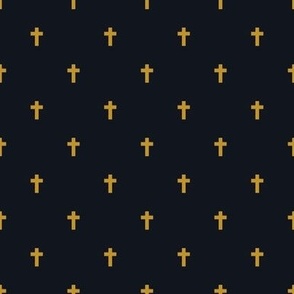 Crosses - Mustard gold on a graphite or near black background