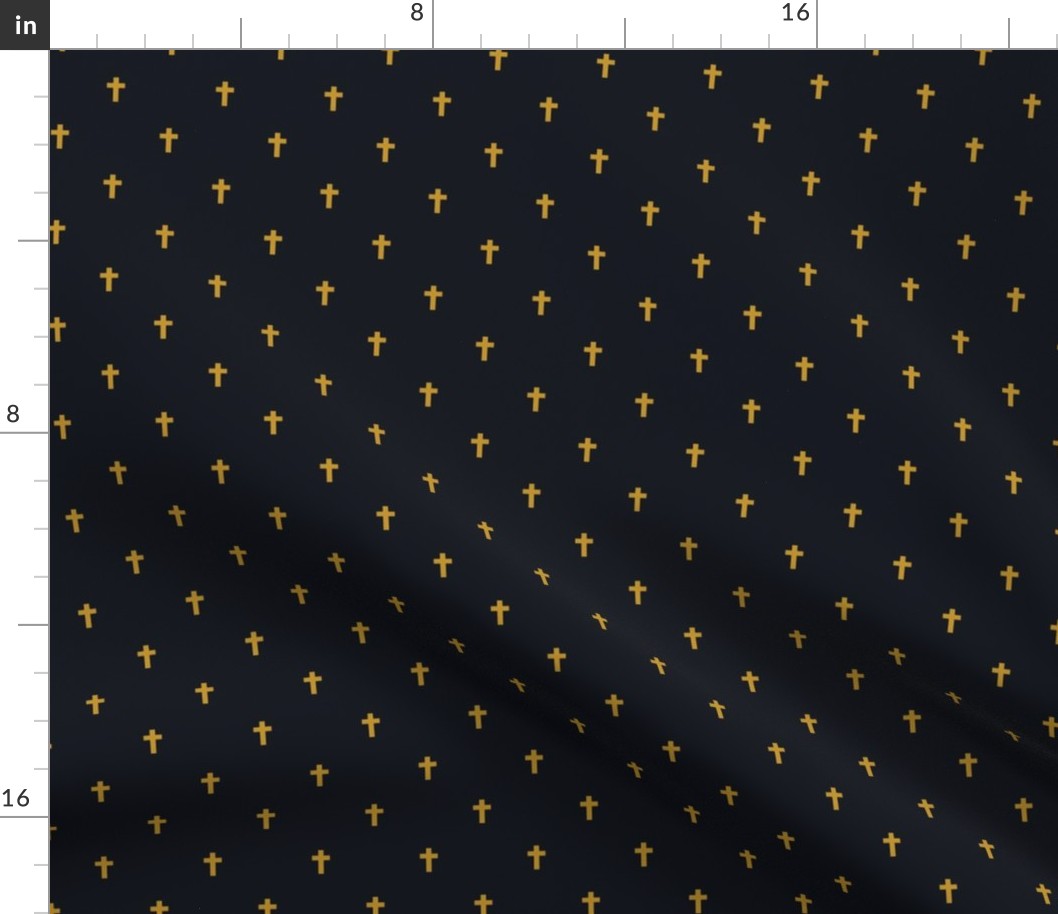 Crosses - Mustard gold on a graphite or near black background