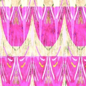 Boho tulip gouache stripe, pink cream, 12 inch