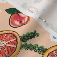 Grapefruit peach print | pale peach pink | Medium Scale 