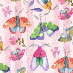 Pink Stripe Moths- large scale