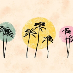 Palm trees on colored dots