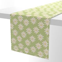 Retro Daisy Pattern - Sage green white pink yellow