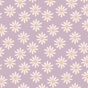 Retro Daisy Pattern - purple pastel lavender white pink yellow