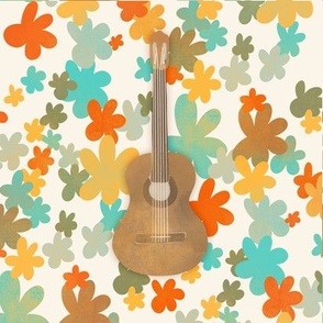 Hippie summer guitar floral