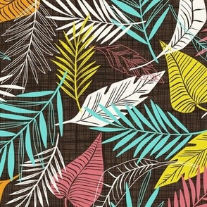 Cabana Tropics - Summer Tropical Leaves Brown Regular Scale