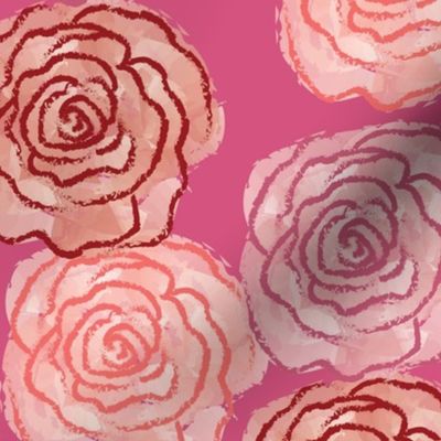 Pink Watercolor Roses Pattern by Courtney Graben