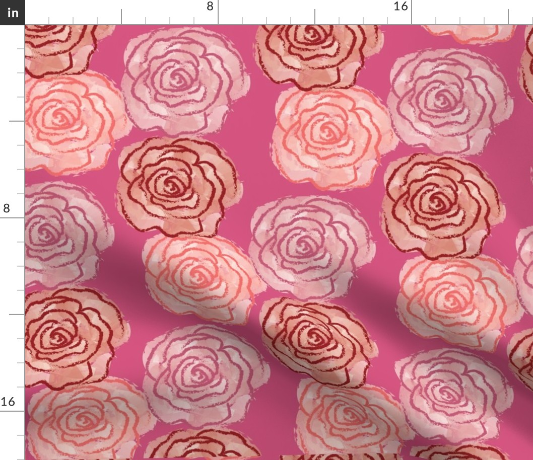 Pink Watercolor Roses Pattern by Courtney Graben