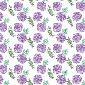 Purple Watercolor Roses Pattern by Courtney Graben
