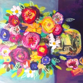 Vibrant Acrylic Summer Floral Bouquet // Non Repeating 