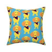 Cute Dachshund Dogs in Orange Yellow and Blue