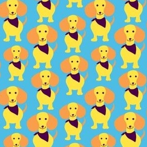 Cute Dachshund Dogs in Orange Yellow and Blue-Small Scale